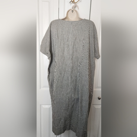 Eileen Fisher Free Size Linen Cotton Gray Short Sleeve Dress With Pockets - Picture 5 of 7